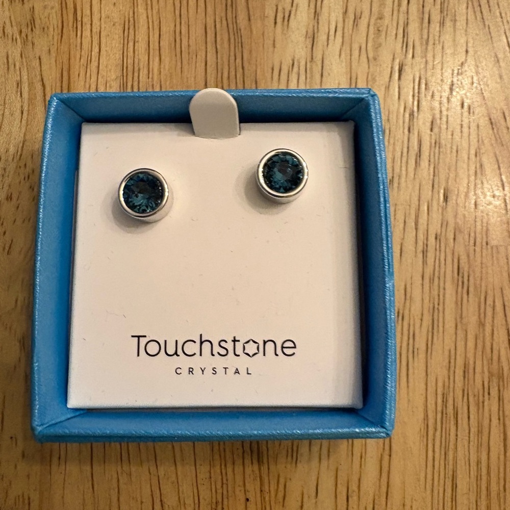 Touchstone Crystal Teal Sparkle Earrings